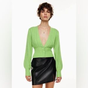 Aritzia Wilfred Plunge Front Cardigan in Red